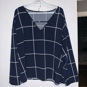 Navy plaid top